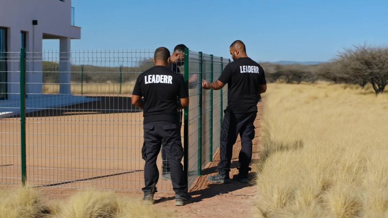 Electric Fencing Cape Town - installers fitting a perimeter fence around a new house